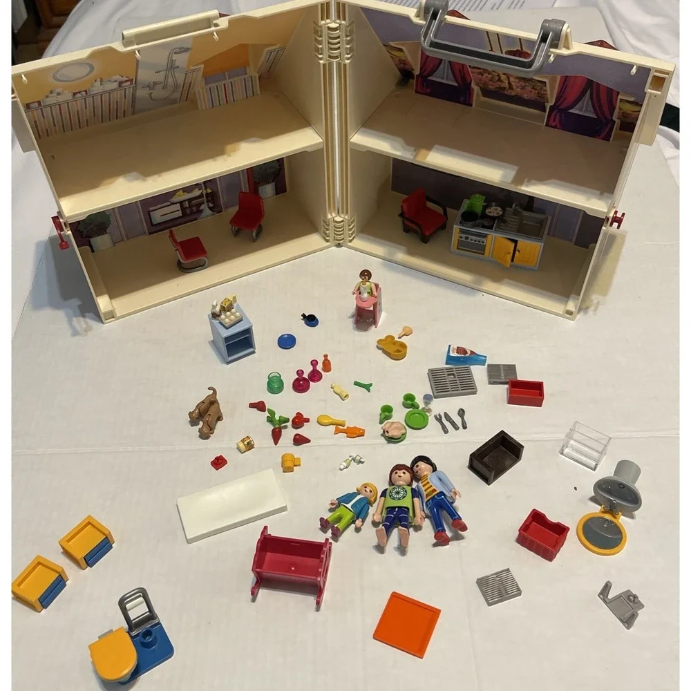 Playmobil Dollhouse 2005 Folding Take Along Play House w/People And‎ Accessories